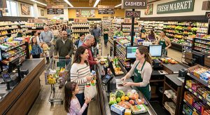 Inside a business grocery store